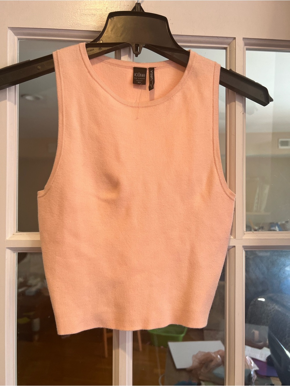 Icone Sleeveless Knit Tank Top in Light Peach
